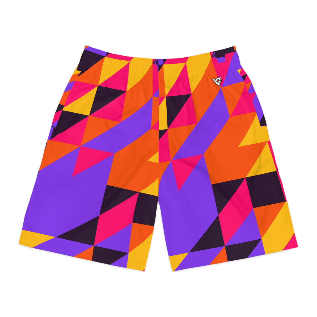 Combat Sports Berry Blast Prism Block Men's Athletic Shorts with Pockets