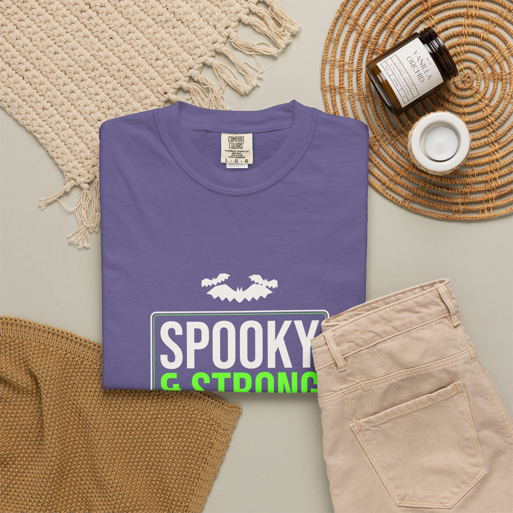 Spooky & Strong | Women's Halloween Garment-Dyed Graphic Tee