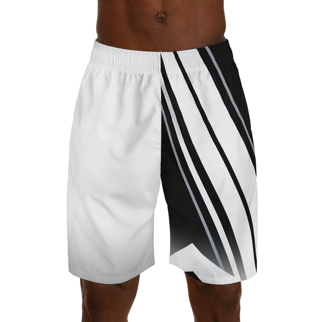 Men's Arctic White & Black Running Jogger Shorts with Pockets — Athletic Performance