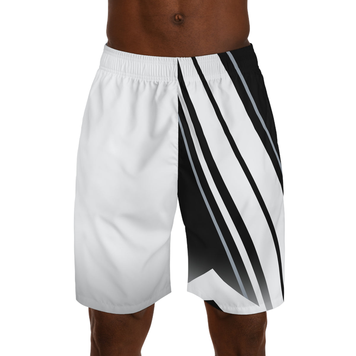 Men's Arctic White & Black Running Jogger Shorts with Pockets — Athletic Performance