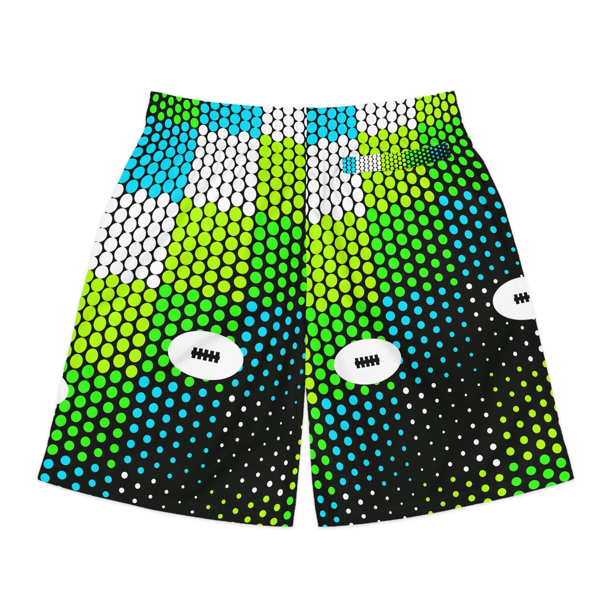 Football Lime Riot Halftone Pulse Men's Athletic Shorts with Pockets