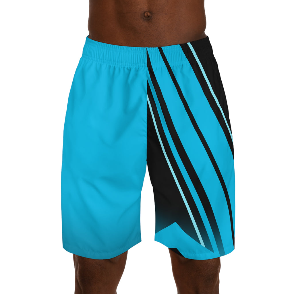 Men's Electric Cyan & Black Running Jogger Shorts with Pockets — Athletic Performance