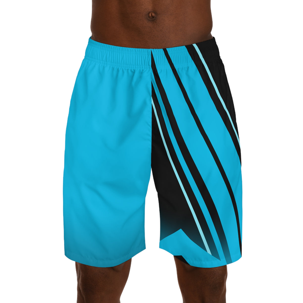 Men's Electric Cyan & Black Running Jogger Shorts with Pockets — Athletic Performance