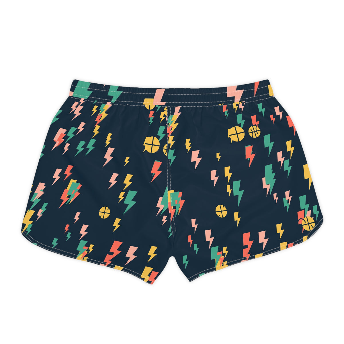 Basketball Coral Reef Bolt Strike Women's Athletic Shorts with Pockets