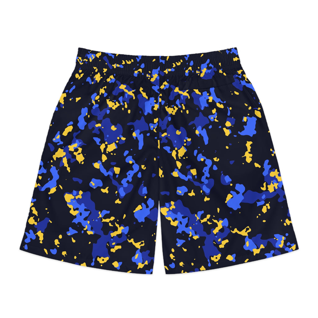 Men's Royal Splatter Performance Jogger Athletic Shorts with Pockets