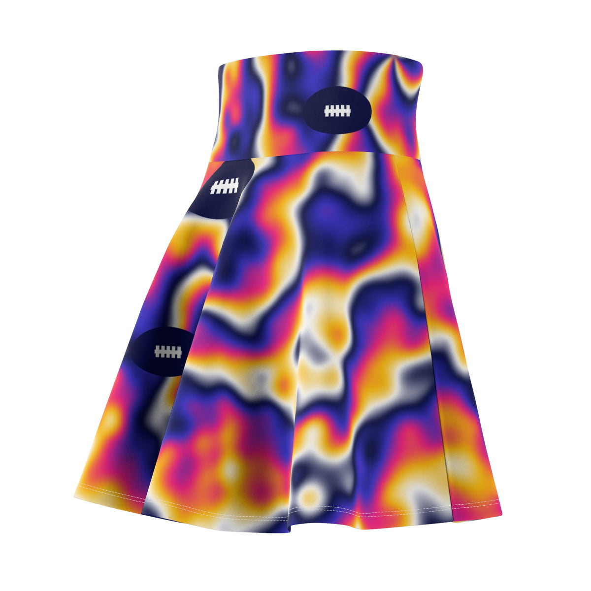 Football Royal Flame Tie-Dye Spin Women's Athletic Skater Skirt