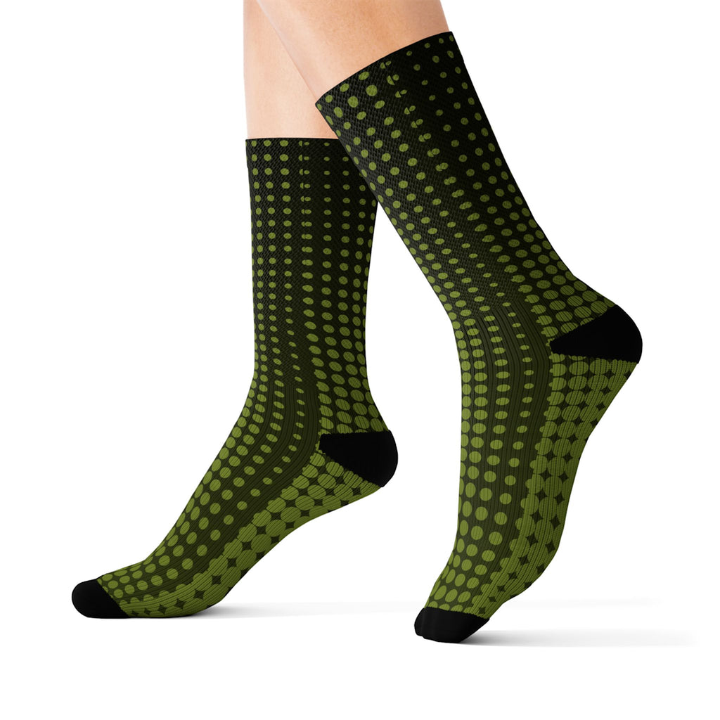 Olive Halftone Athletic Crew Socks