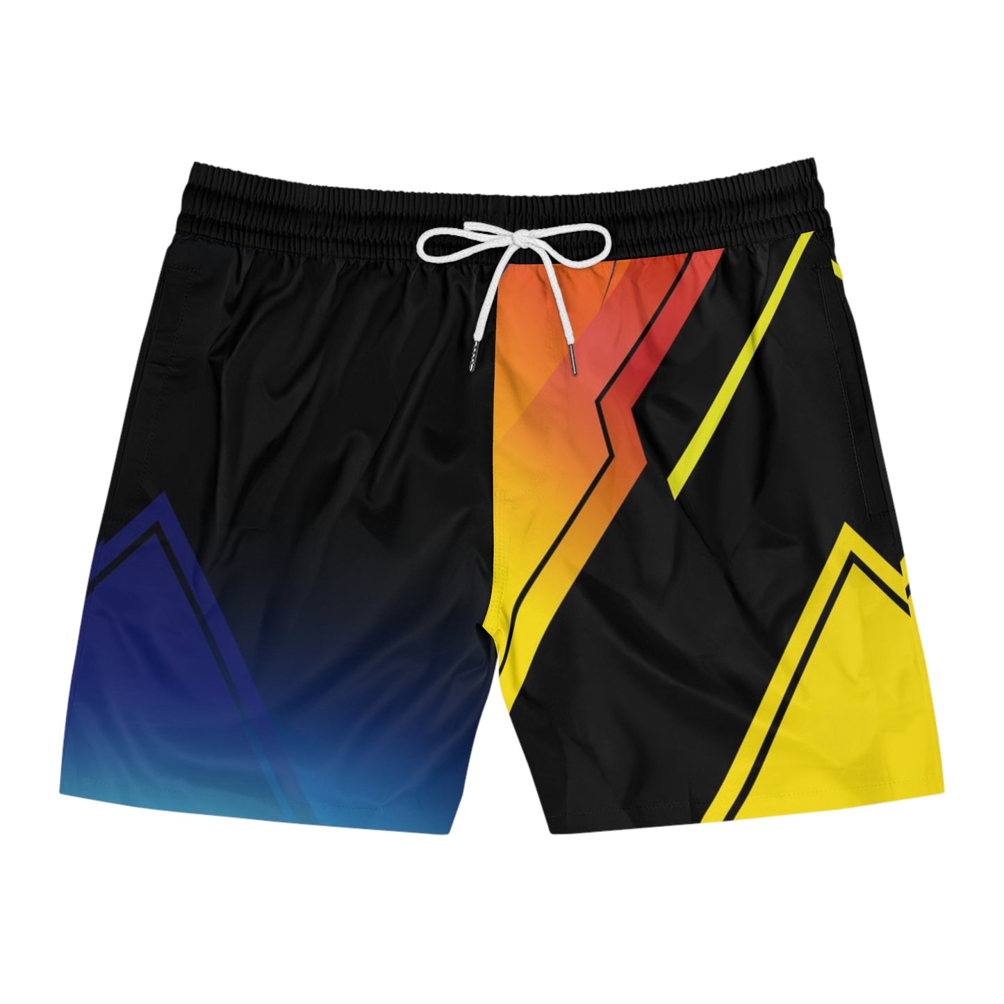 Men's Athletic Board Shorts Retro Gradient Lightning Graphic — No Pockets