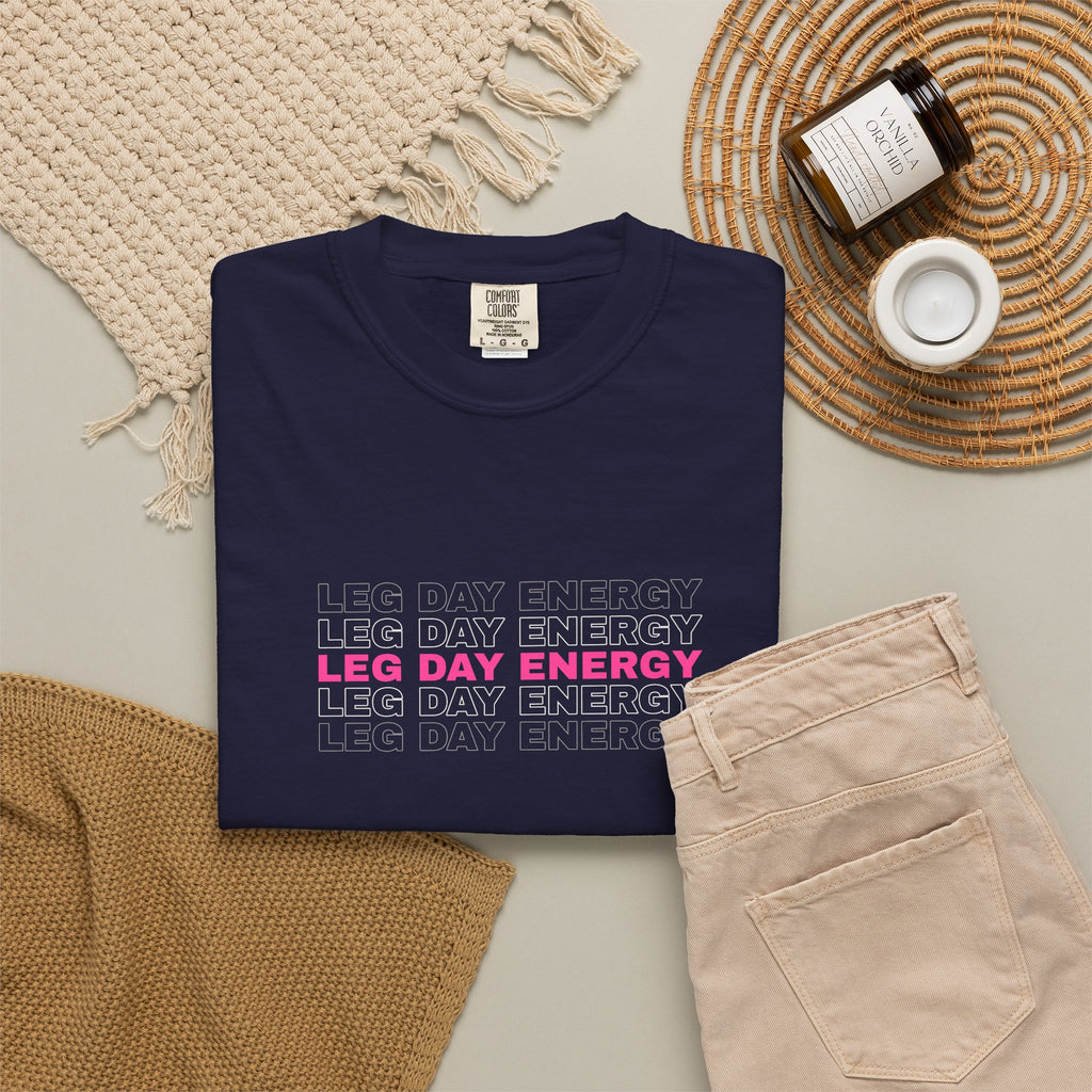 Leg Day Energy | Women's Garment-Dyed Graphic Tee