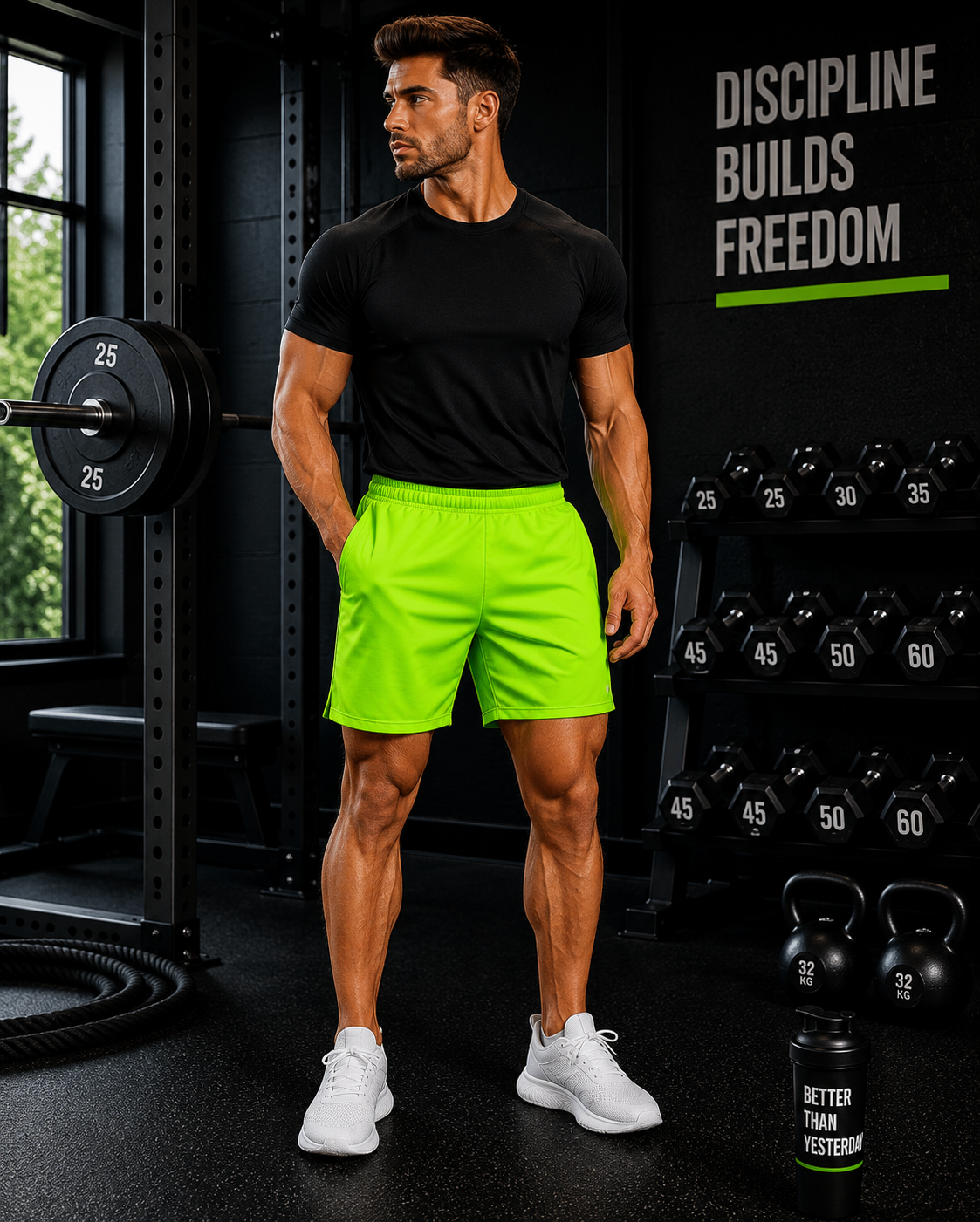 Men's Volt Green Essential Athletic Multipurpose Shorts