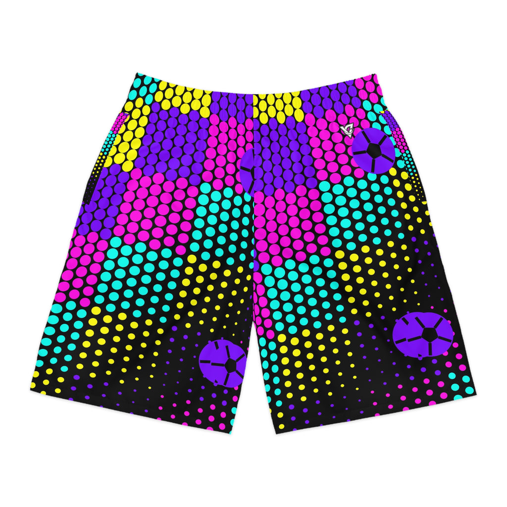 Soccer Midnight Neon Halftone Pulse Men's Athletic Shorts with Pockets