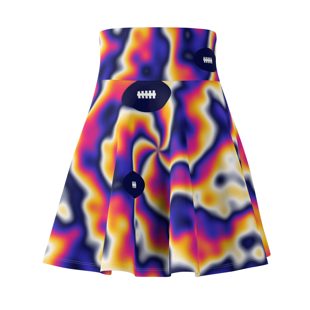 Football Royal Flame Tie-Dye Spin Women's Athletic Skater Skirt