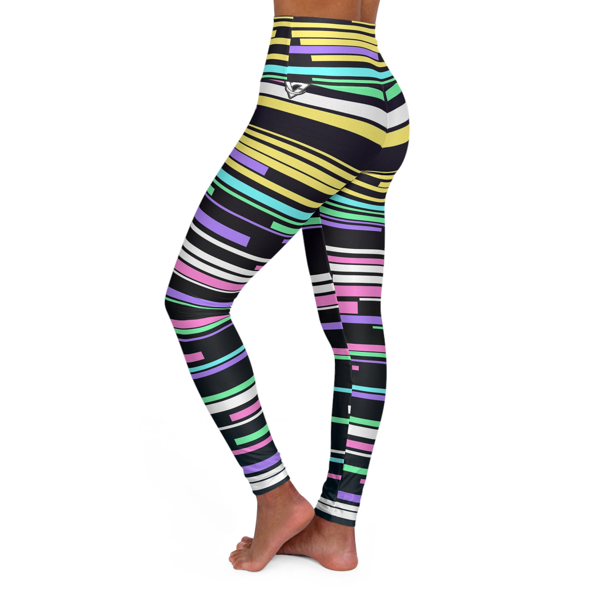 Pastel Glitch High-Waisted Yoga Leggings