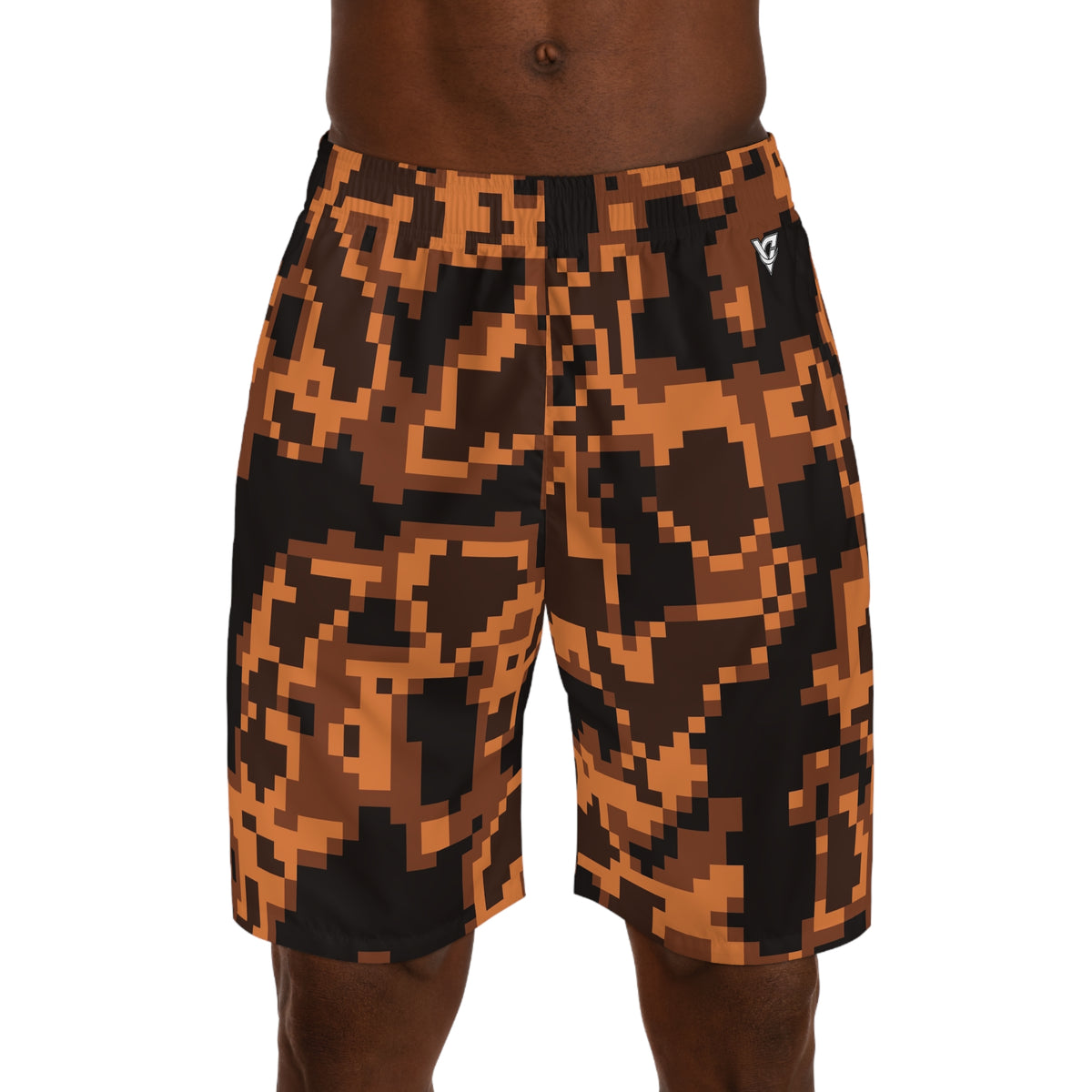 Men's Copper Digital Camo Performance Jogger Athletic Shorts with Pockets