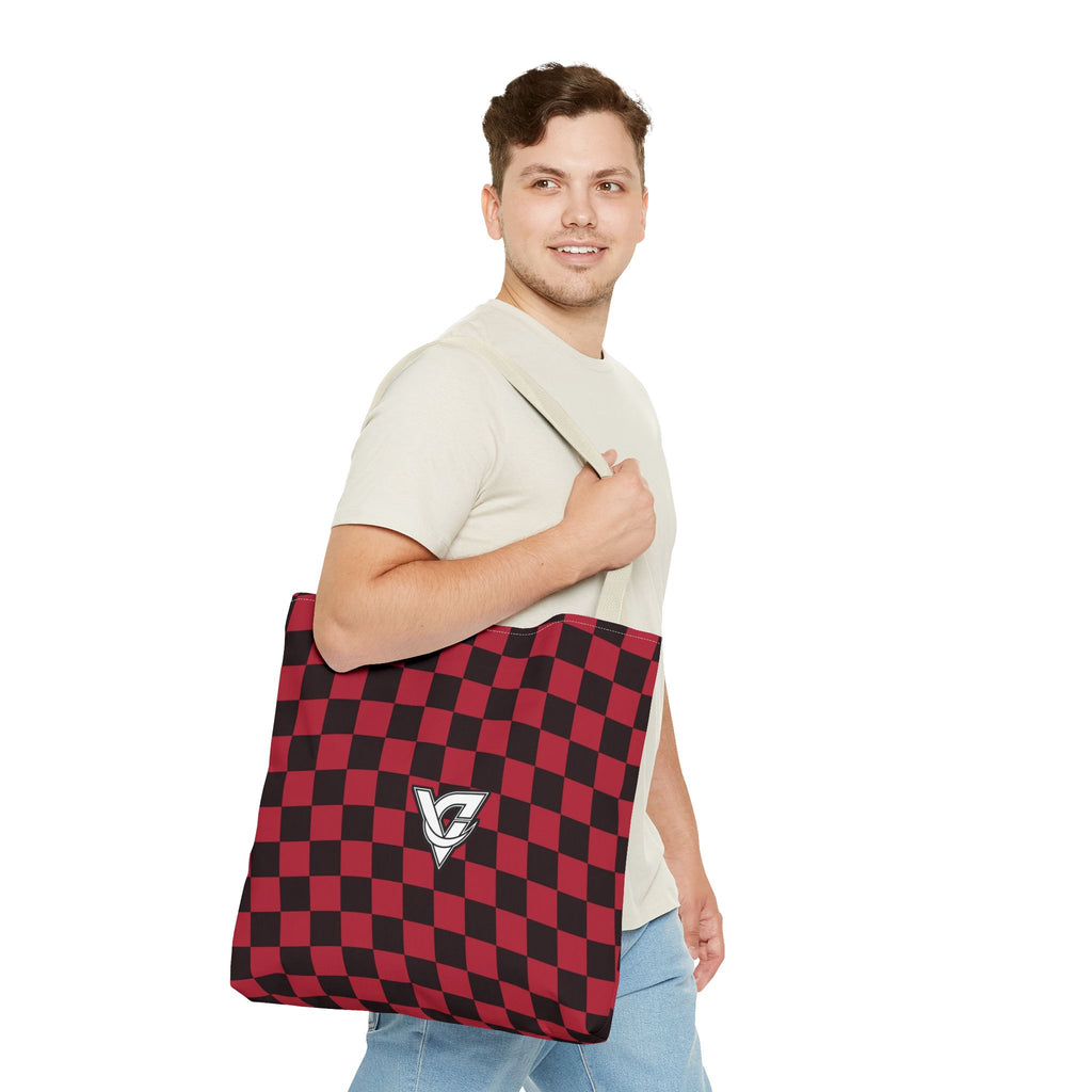 Spiced Wine Warp Check Tote Bag — All-Over Print Gym & Everyday Tote
