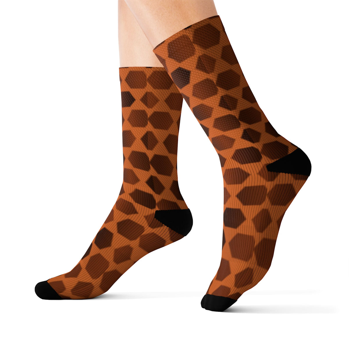 Cinnamon Hex Grid Athletic Crew Socks