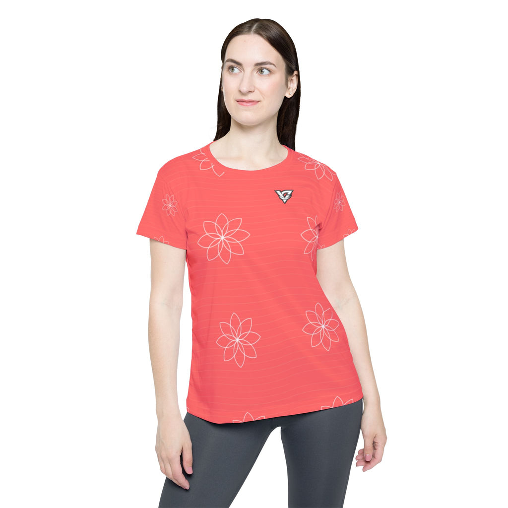 Yoga Hot Coral Flow Lotus Women's Sports Jersey
