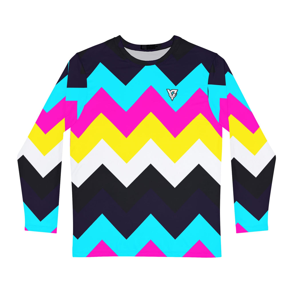 Neon Chevron Men's Long Sleeve Athletic Shirt