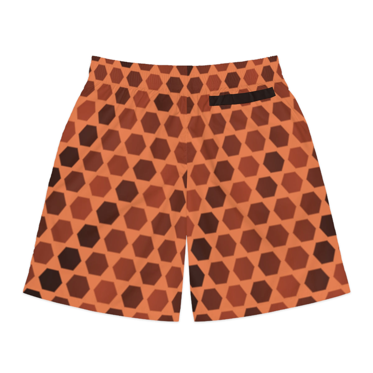 Men's Terracotta Hex Grid Performance Jogger Athletic Shorts with Pockets