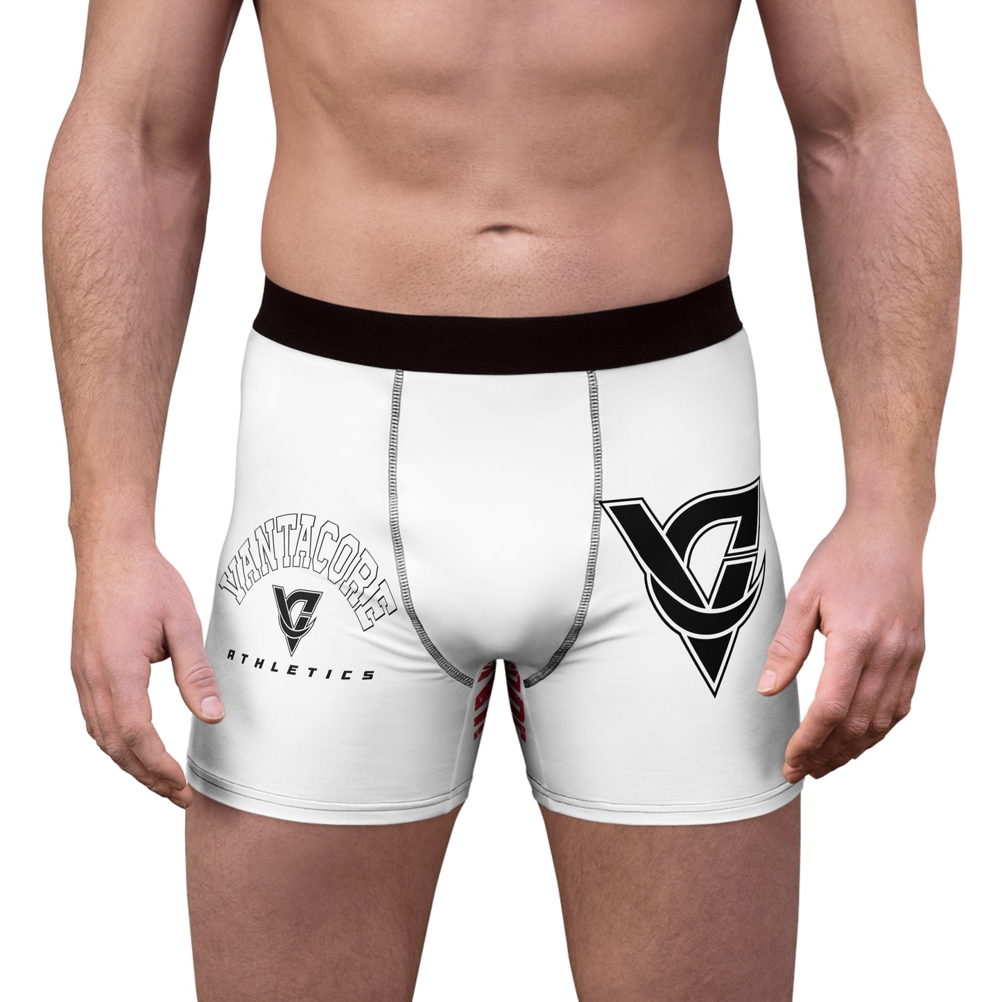 Vantacore Athletics Men's Graphic Boxer Briefs — White Performance Underwear