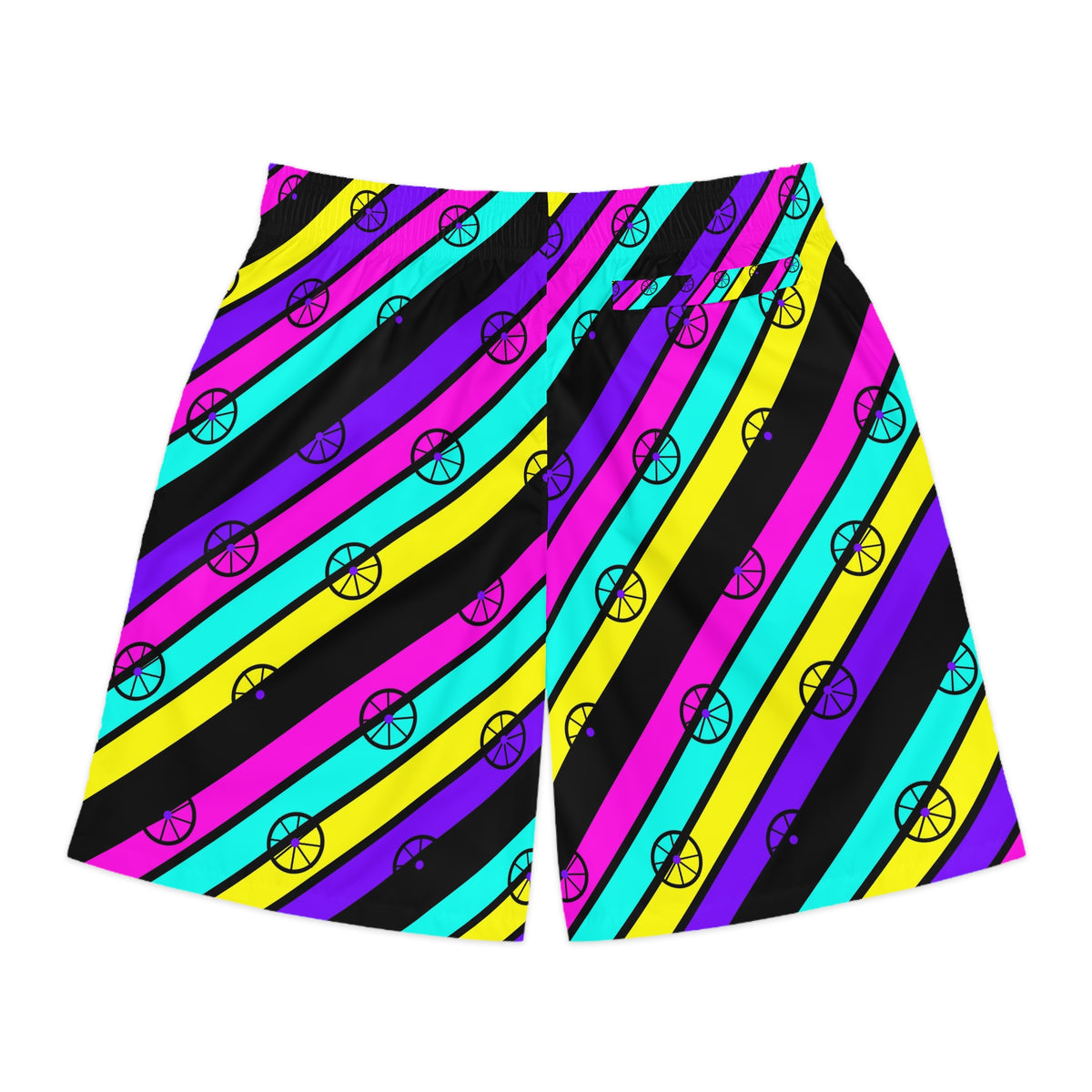 Cycling Midnight Neon Stripe Surge Men's Athletic Shorts with Pockets