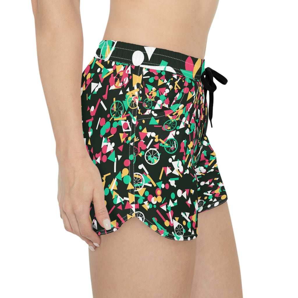 Cycling Watermelon Confetti Pop Women's Athletic Shorts with Pockets