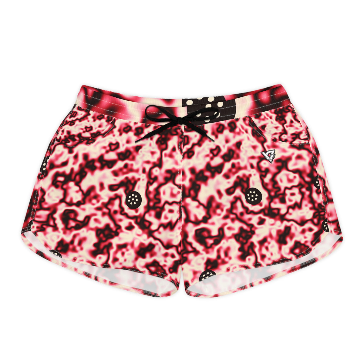 Pickleball Ruby Rush Marble Flow Women's Athletic Shorts with Pockets