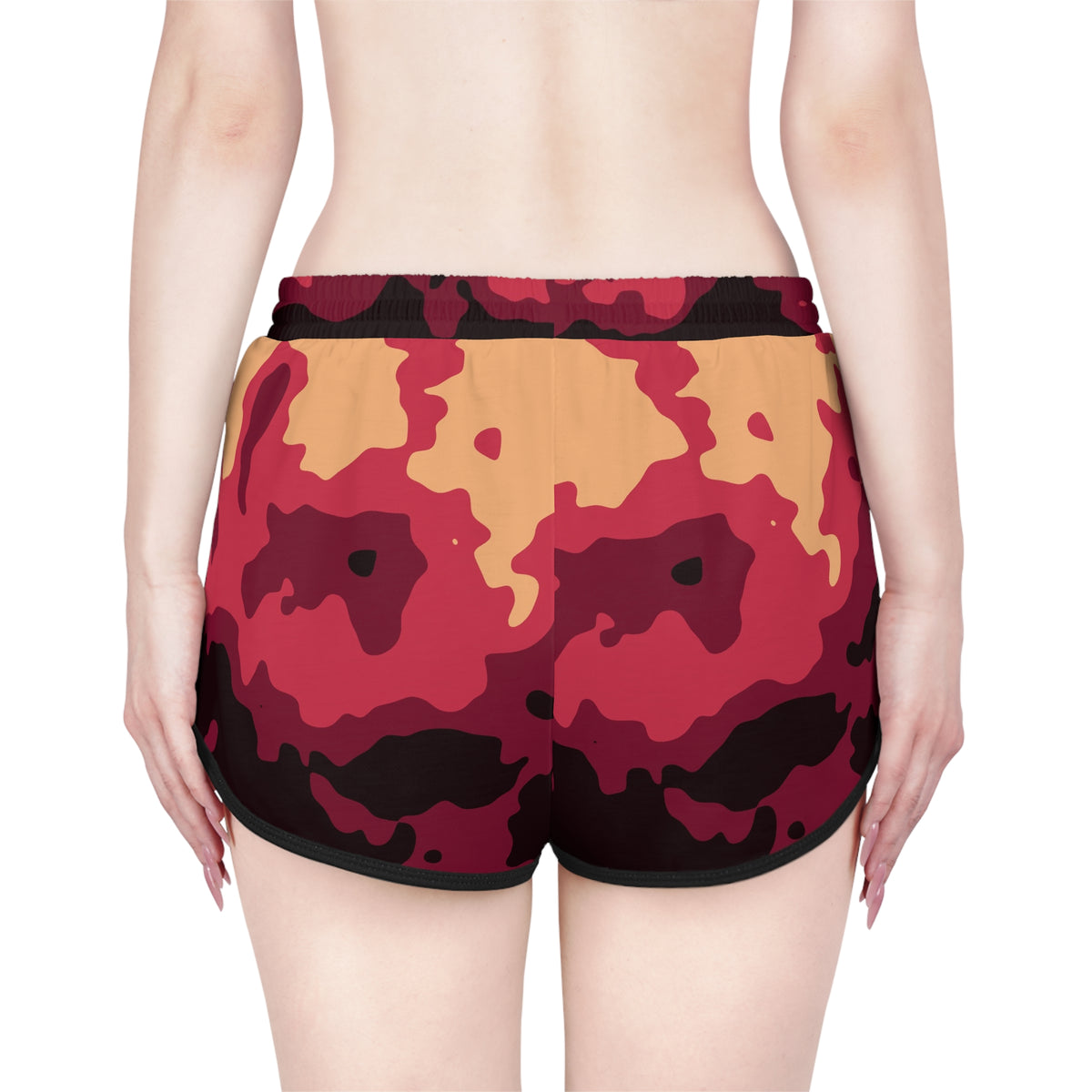 Women's Cranberry Magma Relaxed Shorts — All-Over Print Running & Workout Shorts