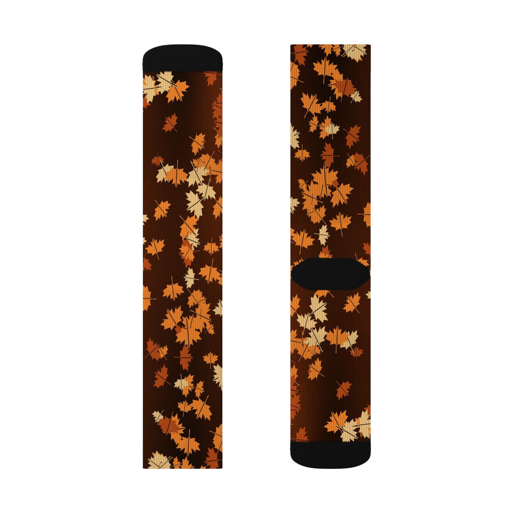 Pumpkin Falling Leaves Athletic Crew Socks