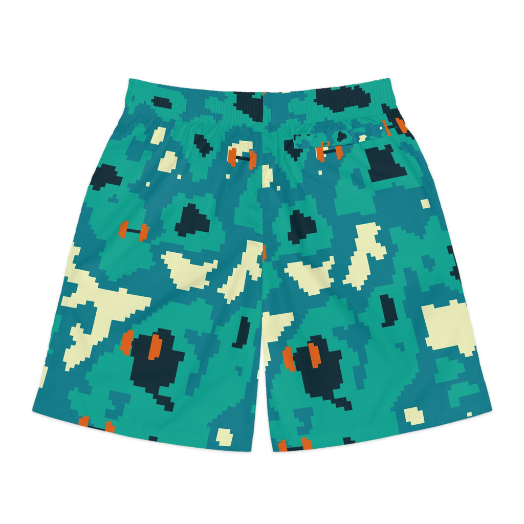 Training & Gym Peacock Pixel Camo Men's Athletic Shorts with Pockets