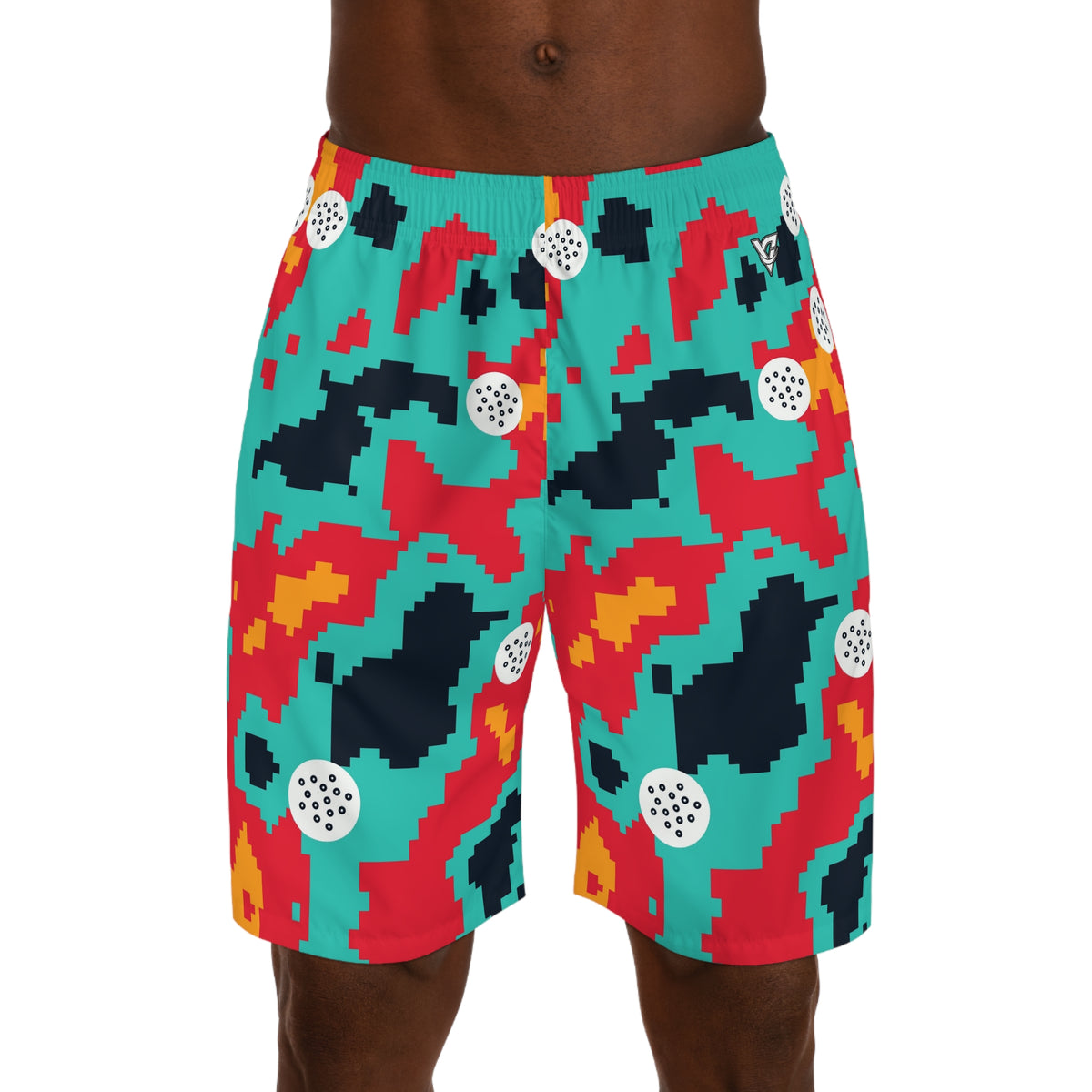 Golf Aqua Volt Pixel Camo Men's Athletic Shorts with Pockets