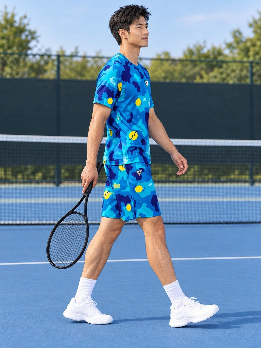 Tennis Cobalt Spark Pixel Camo Men's Sports Jersey - side view