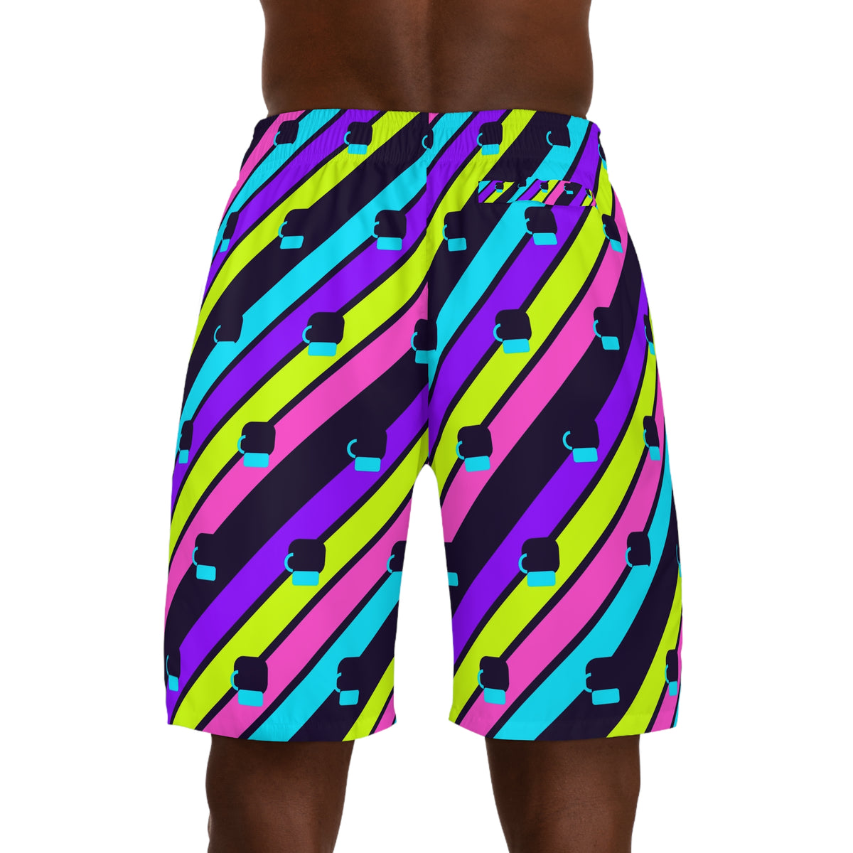 Combat Sports Violet Volt Stripe Surge Men's Athletic Shorts with Pockets