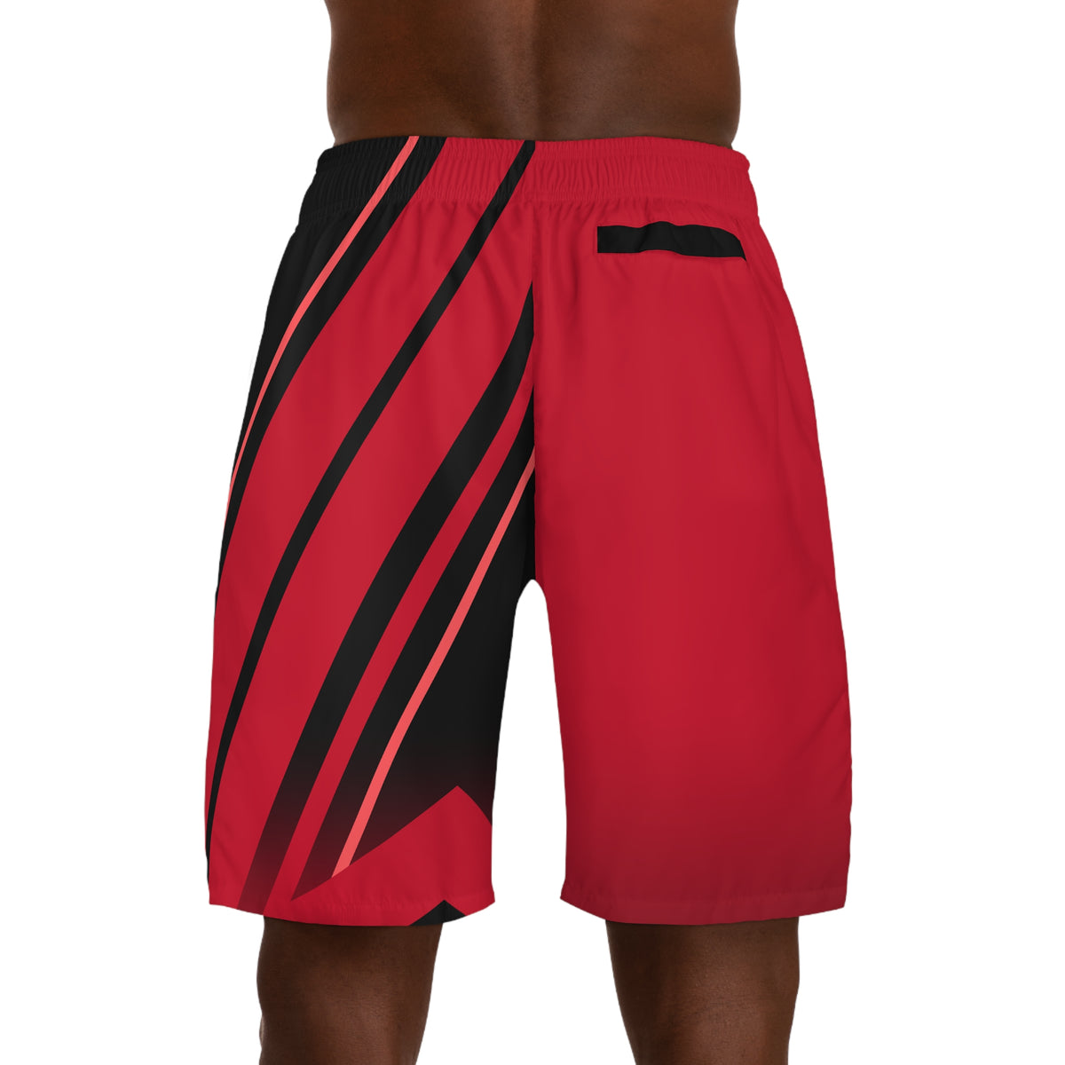 Men's Crimson Red & Black Running Jogger Shorts with Pockets — Athletic Performance