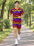 Running Berry Blast Chevron Rush Men's Athletic Shorts with Pockets - front view