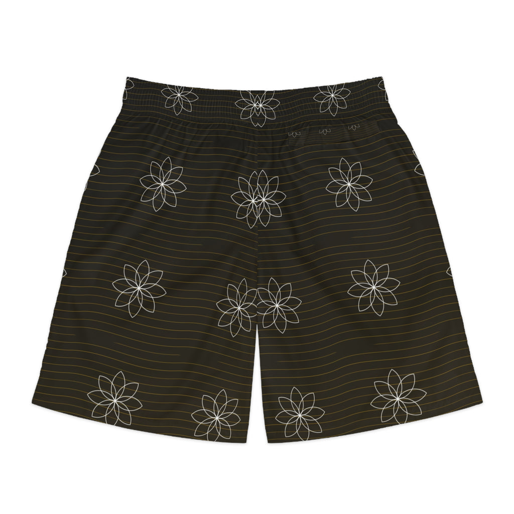 Yoga Gold Rush Flow Lotus Men's Athletic Shorts with Pockets