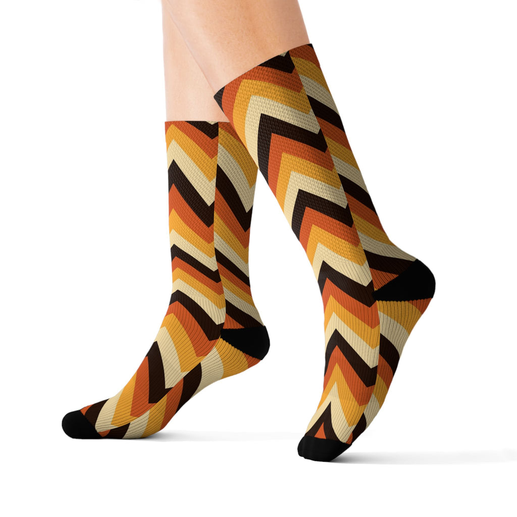 Golden Hour Chevron Athletic Crew Socks
