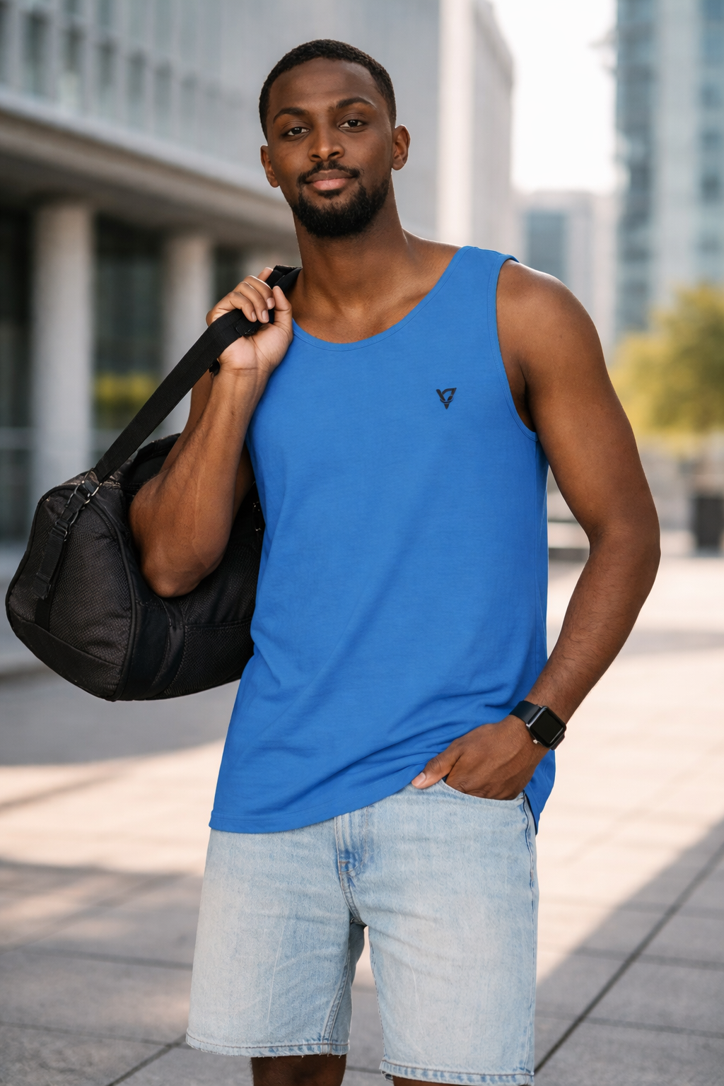 Minimal Geometric Triangle Logo Tank Top | Chest Emblem