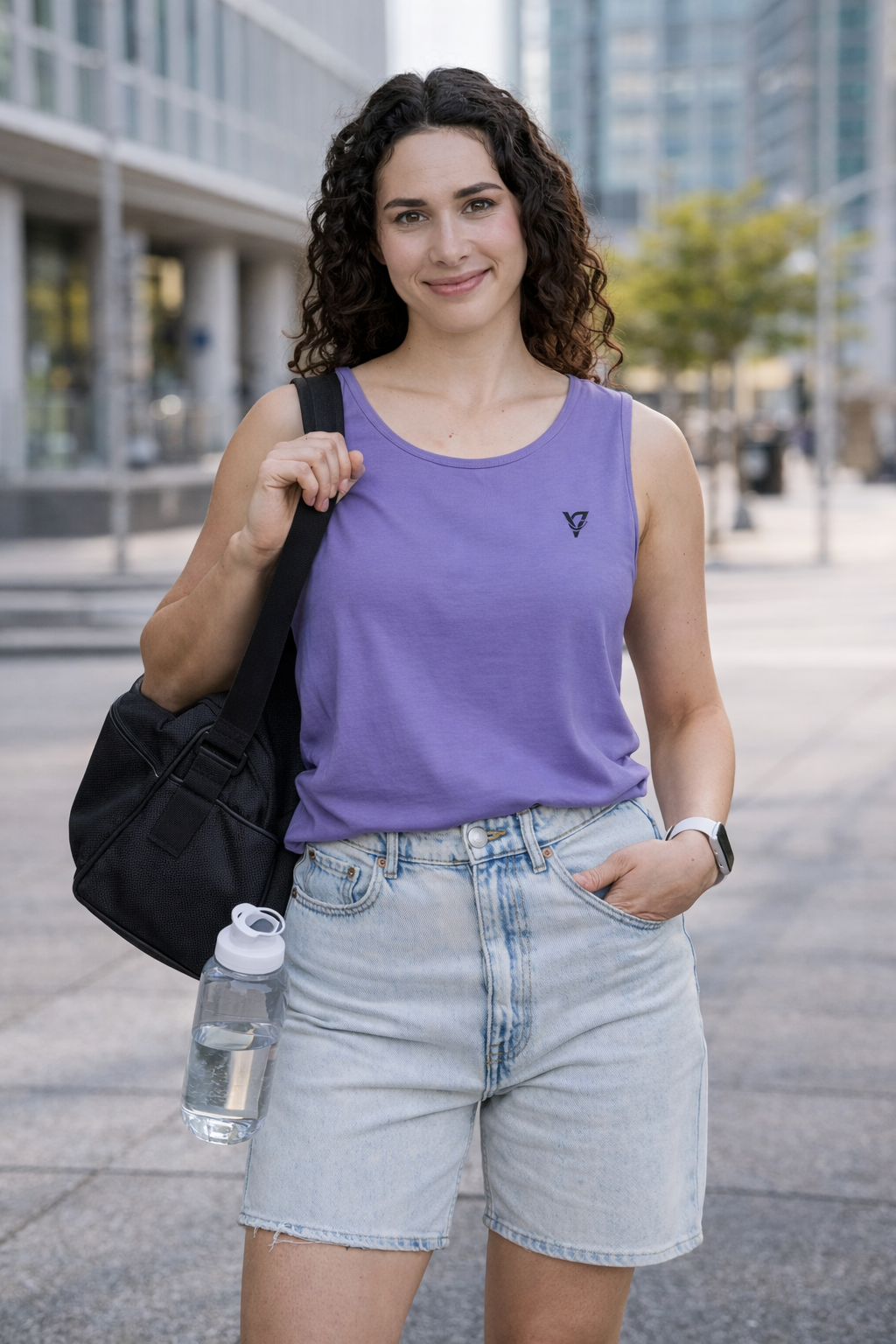 Minimal Geometric Triangle Logo Tank Top | Chest Emblem