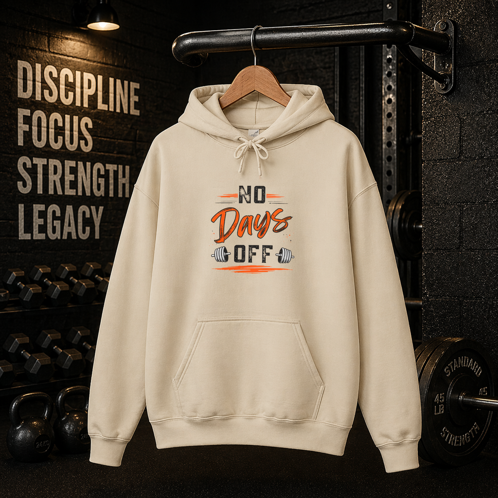 No Days Off | Heavy Hooded Sweatshirt