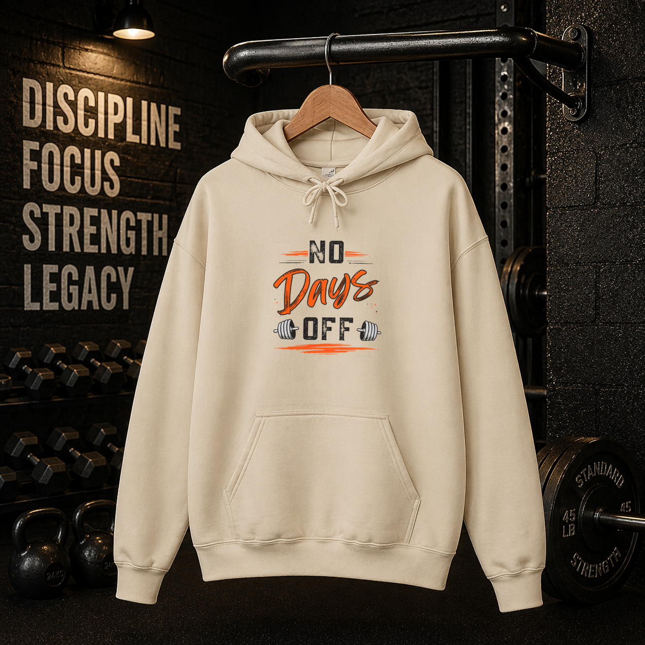 No Days Off | Heavy Hooded Sweatshirt