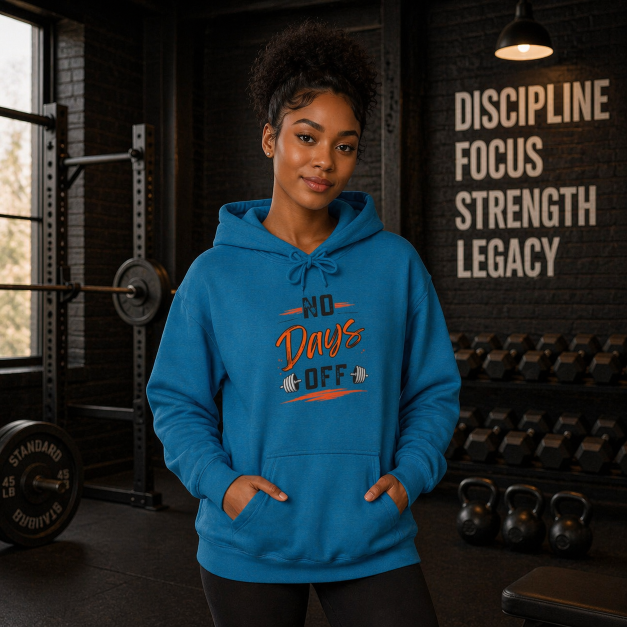 No Days Off | Heavy Hooded Sweatshirt
