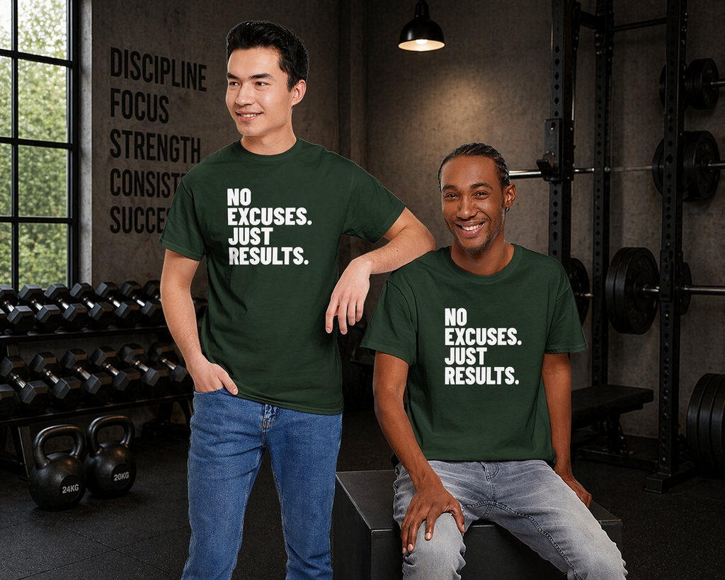 No Excuses Just Results | Motivational Fitness T-Shirt