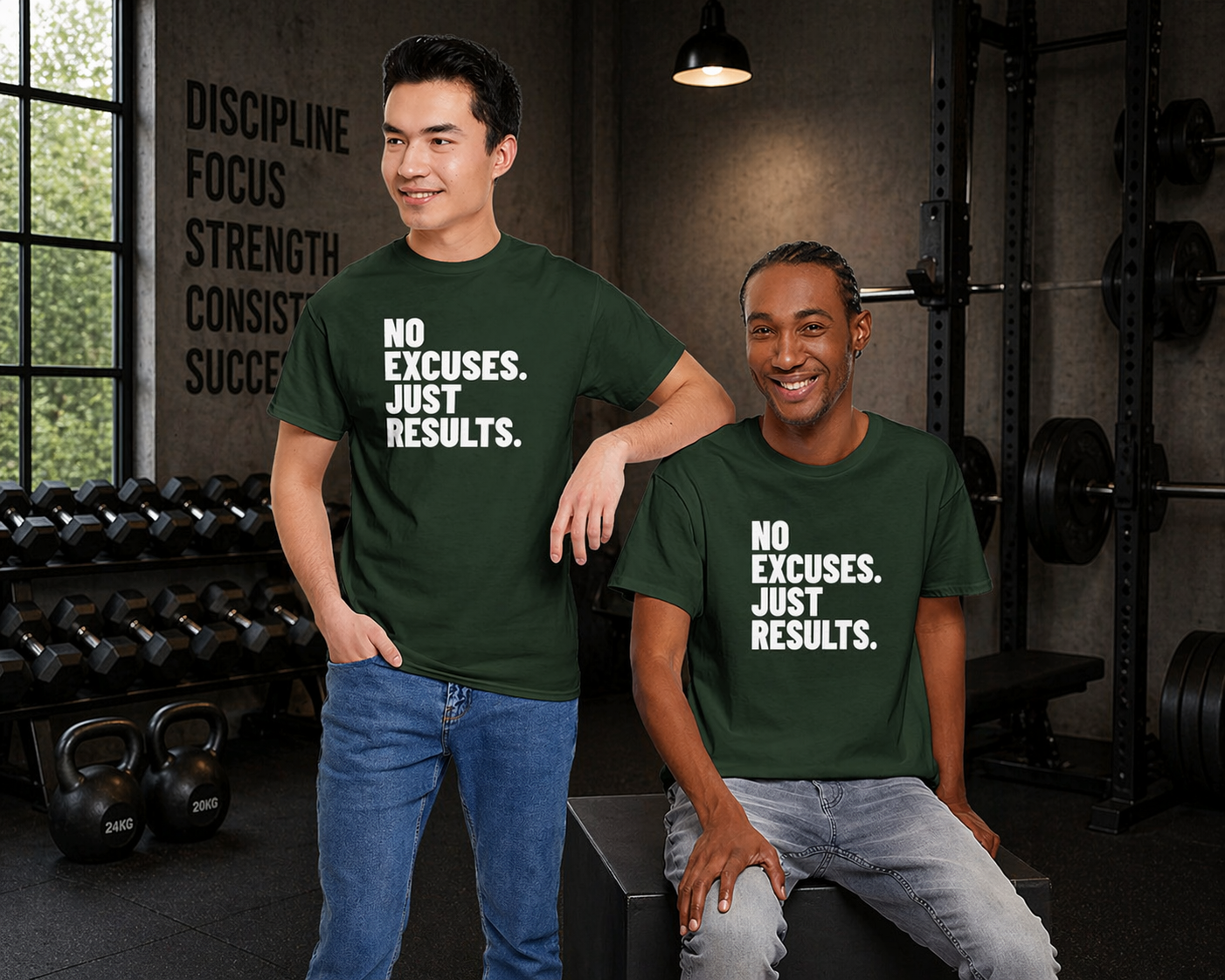 No Excuses Just Results | Motivational Fitness T-Shirt