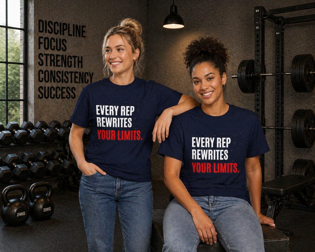 Every Rep Rewrites Your Limits | Motivational Gym T-Shirt