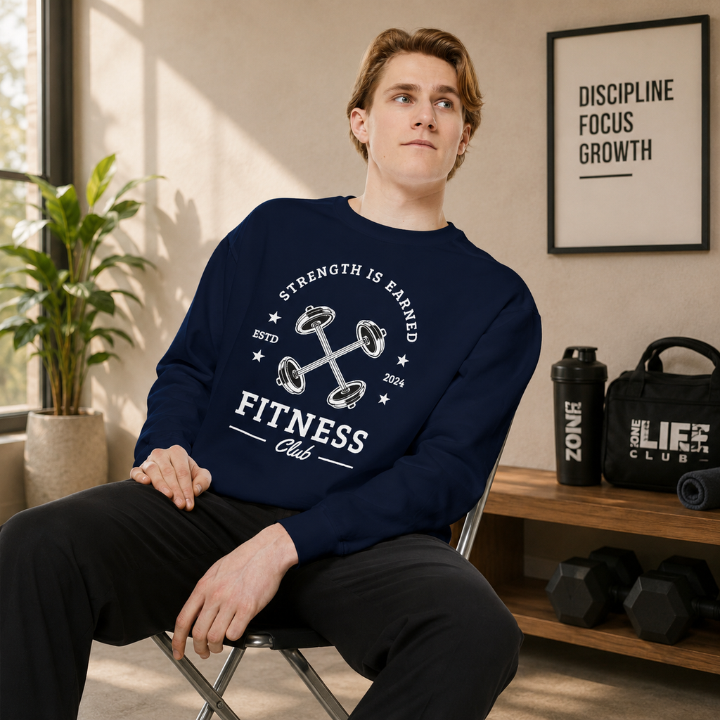 Fitness Club Sweatshirt | "Strength Is Earned" Crewneck