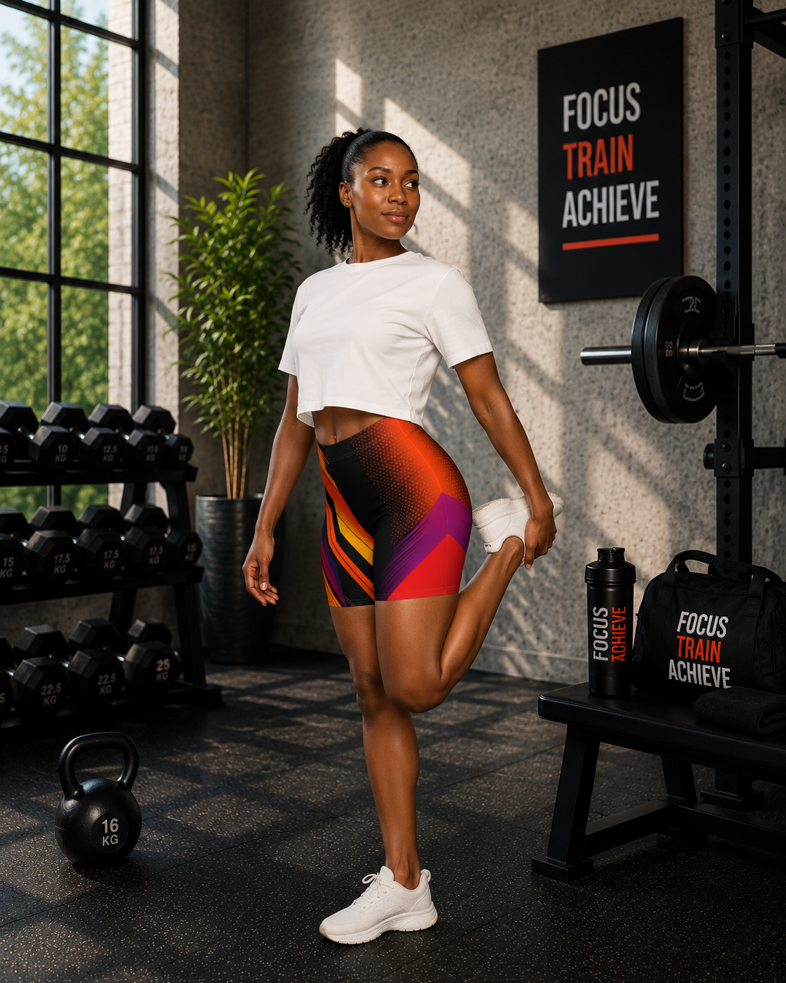 Abstract Neon Geo Biker Shorts | Bold Athletic Cycling Shorts