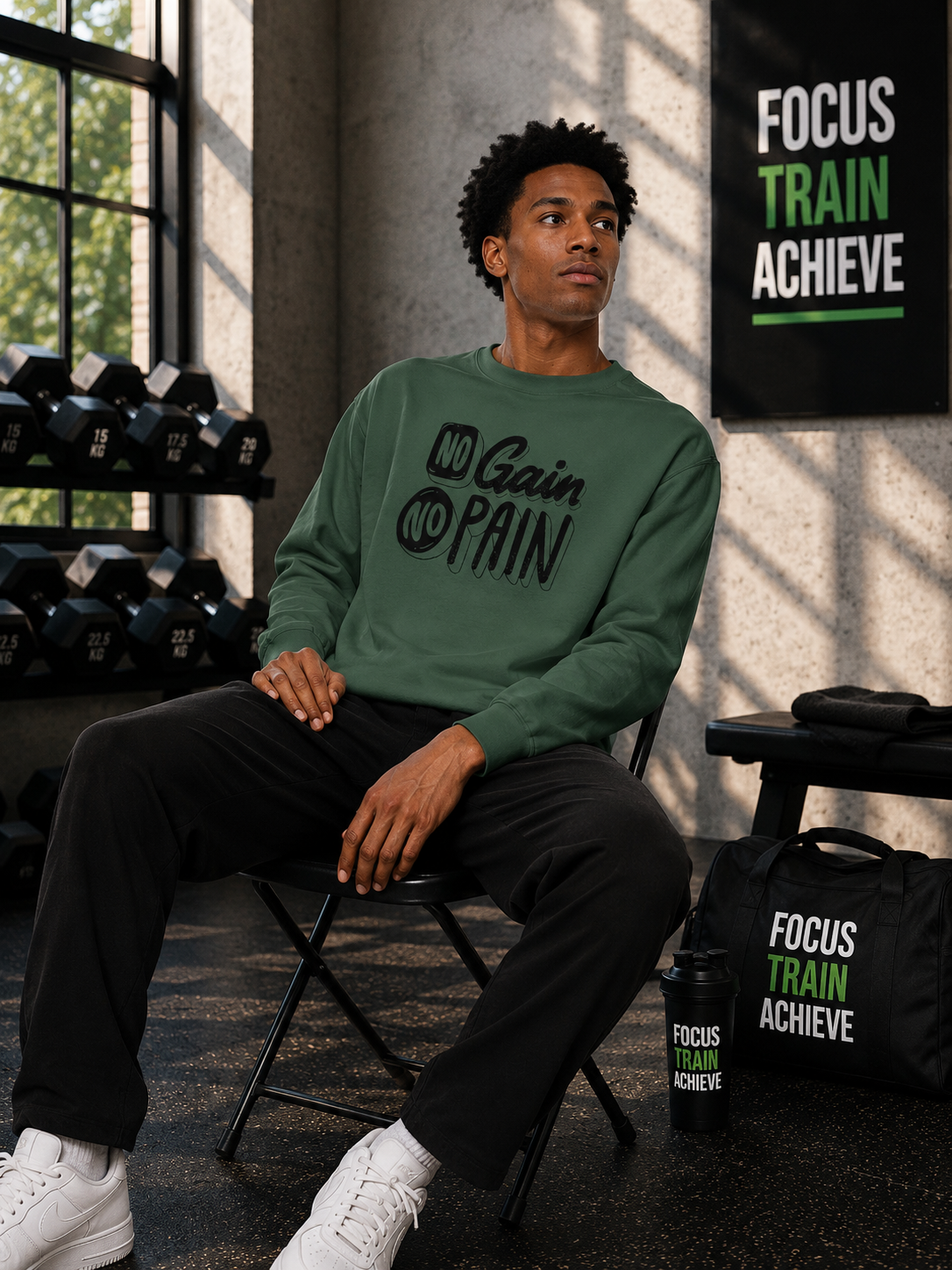 No Gain No Pain Sweatshirt | Motivational Fitness Crewneck