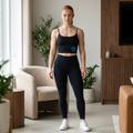 Luxe Women's Crop Bra Minimal Athletic Logo Sports Bralette by Vantacore Athletics