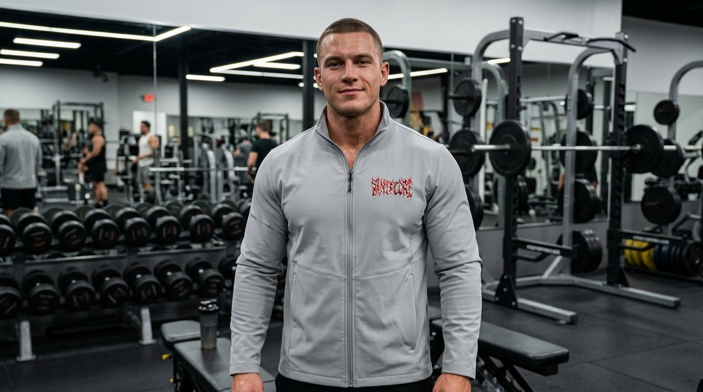 Men's Soft Shell Jacket with Red Floral 'Grateful' Chest Logo